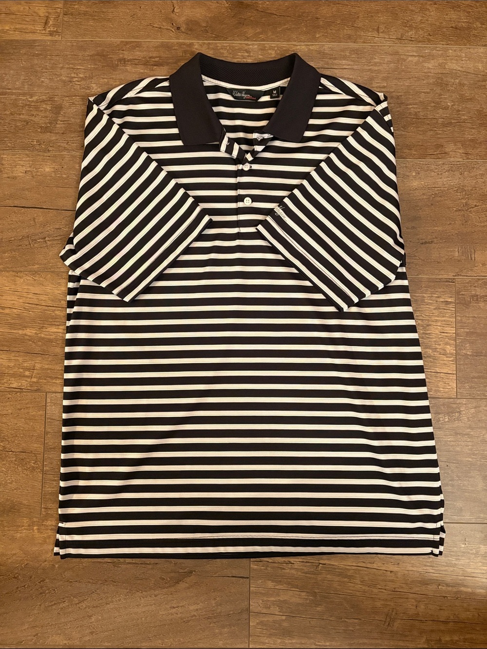 Walter Hagen Black & White Striped Polo Shirt